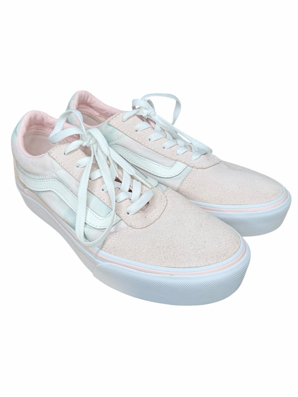 Vans Old Skool Platform Sneakers Women’s Size 10 Cream Blush Pink Suede Canvas